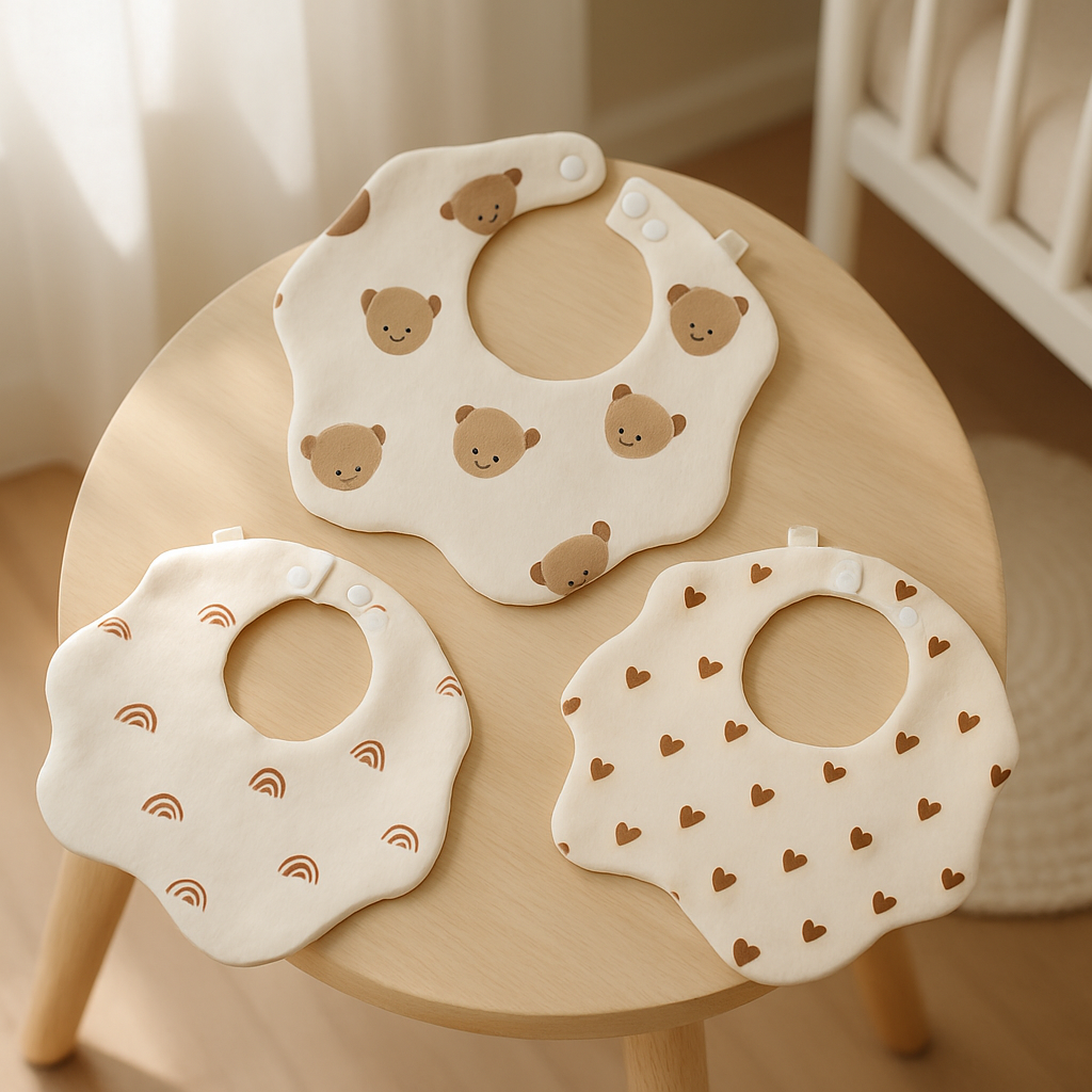 Bavoir bebe imprime poser table
