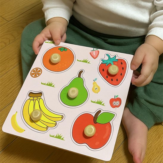 Puzzle bébé bois fruit coloré