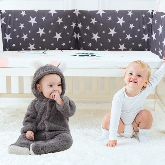 Tour de lit bébé gris étoile