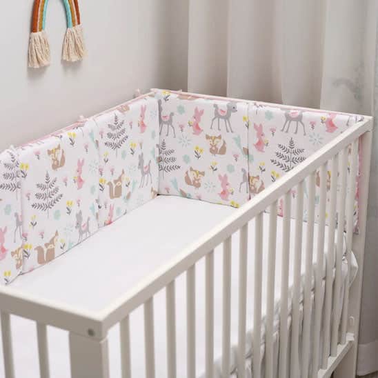 Tour de lit bebe rose coton