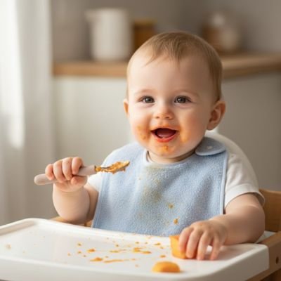Bavoir bébé bleu repas