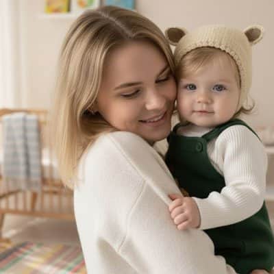 Bonnet bebe beige tricoté