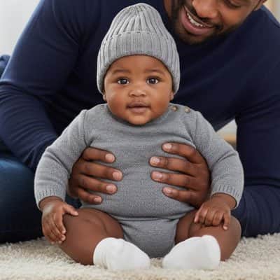 Bonnet bebe gris tricoté