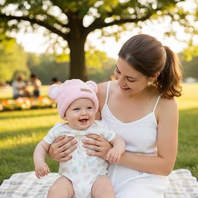 Bonnet bebe rose coton chaud