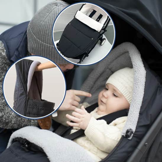 Orzbow Chancelière Universelle Poussette Imperméable - Sac Couchage Bébé Polaire Bleu Avec Capuche