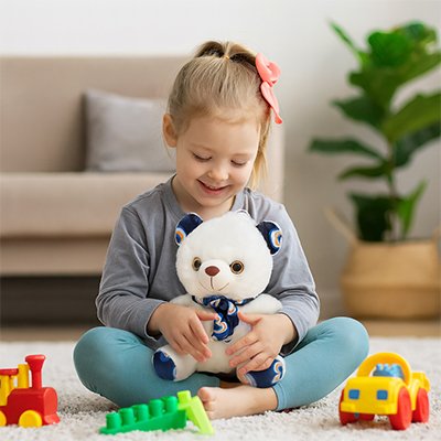 ours en peluche bleu blanc