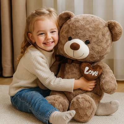 ours en peluche cĂąlin-enfant