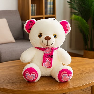 ours en peluche rose écharpe