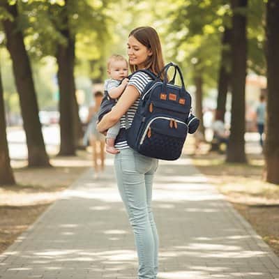 Sac a langer bleu marine promenade