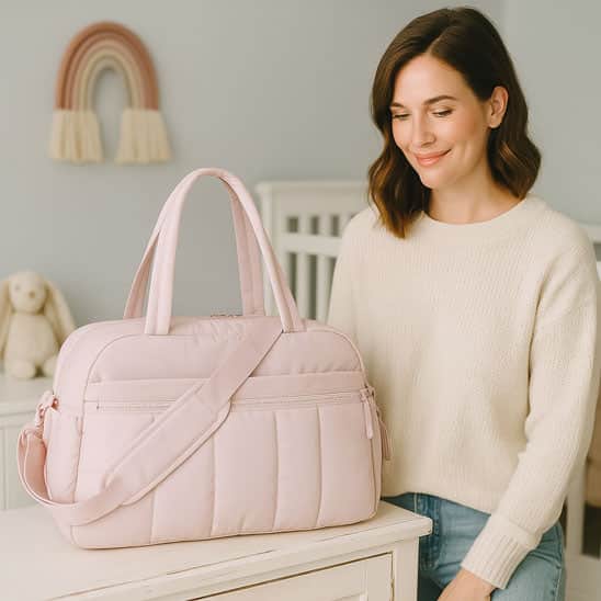 sac a langer rose tissu