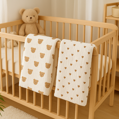 Couverture bebe ours cœur