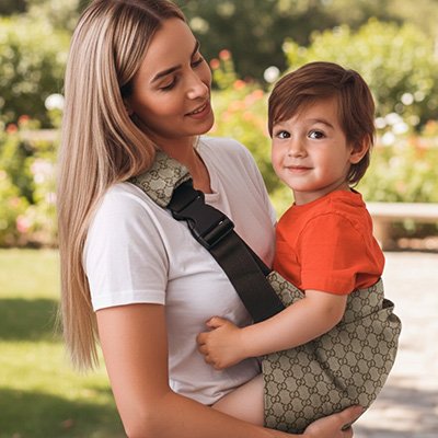 Écharpe de portage beige latéral