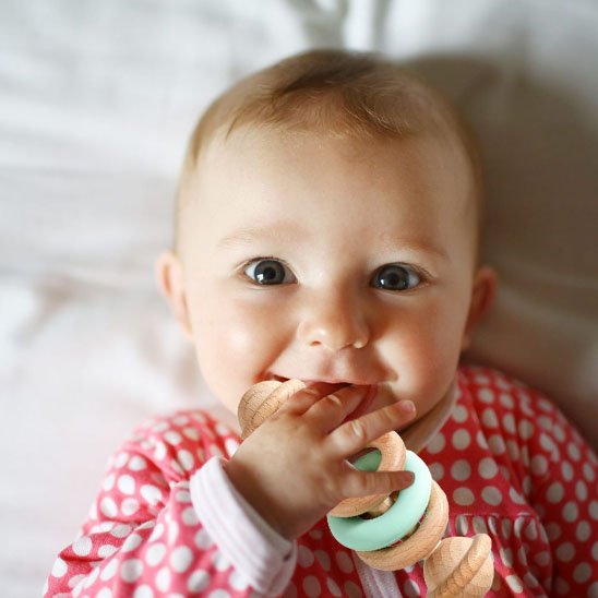 Hochet bébé anneau vert