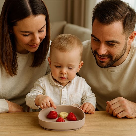 Assiette bébé ventouse beige