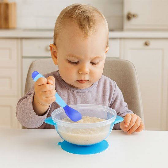 Assiette bebe ventouse bleu