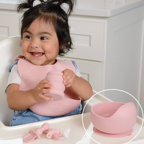 Assiette bebe ventouse rose