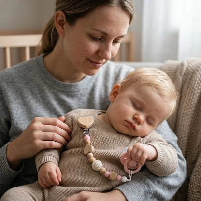 Attache tetine rose claire