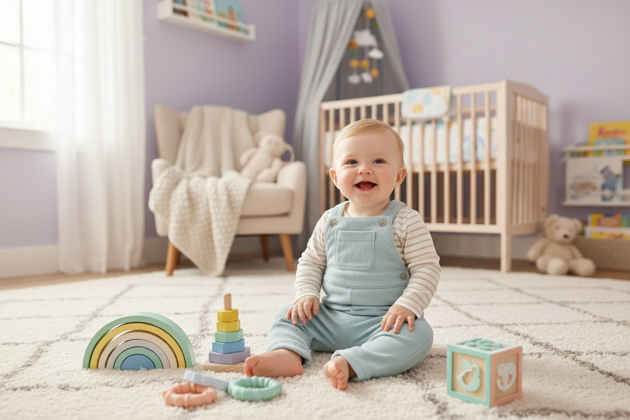 Bébé souriant qui joue - sans texte