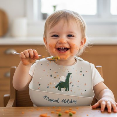 Bavoir silicone dinosaure