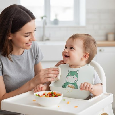 Bavoir silicone hippopotame