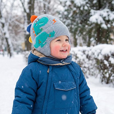 Bonnet bebe dinosaure bleu clair