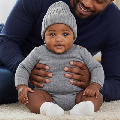 Bonnet bebe gris tricoté