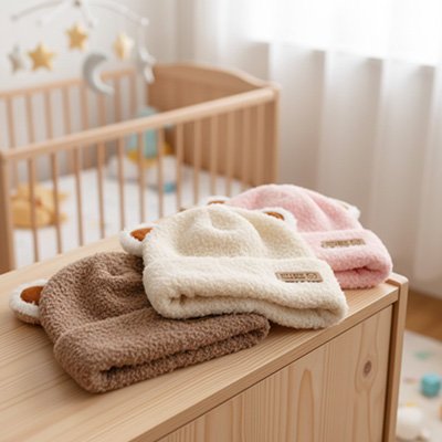 Bonnet bebe marron beige rose
