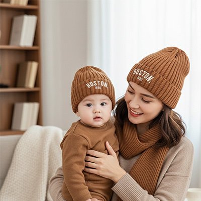 Bonnet bebe marron maman