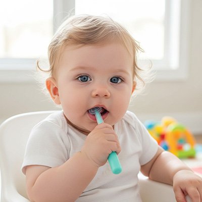 Brosse a dent bebe bleu clair