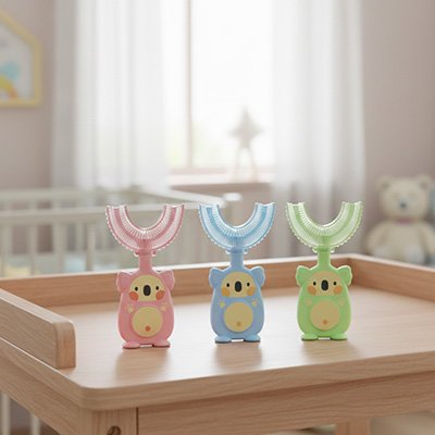 Brosse a dent bebe rose bleu vert