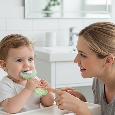 Brosse a dent bebe vert koala