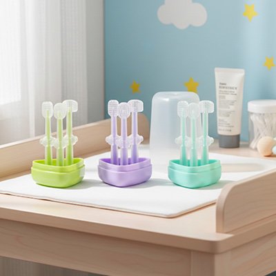 Brosse a dent bebe vert violet bleu