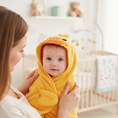 Cape de bain bébé capuche