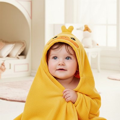 Cape de bain bébé jaune