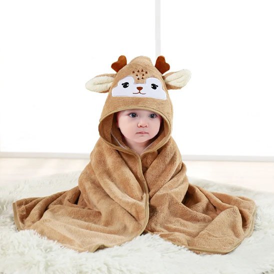Cape de bain bébé brun cerf