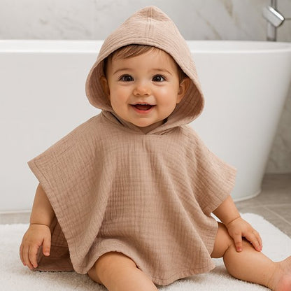 Cape de bain bébé brun
