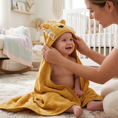 Cape de bain bébé lion capuche