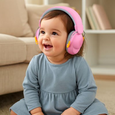Casque anti bruit bébé rose reglable