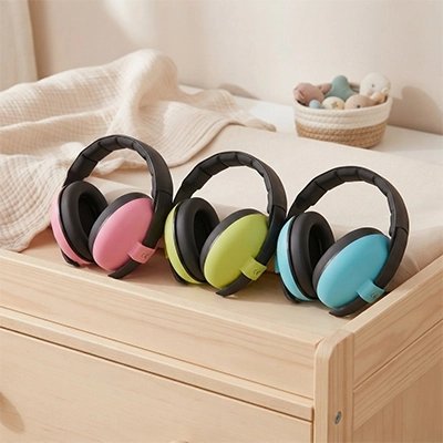 Casque anti bruit bébé rose vert bleu