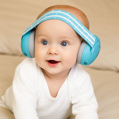 Casque anti bruit bebe bleu design