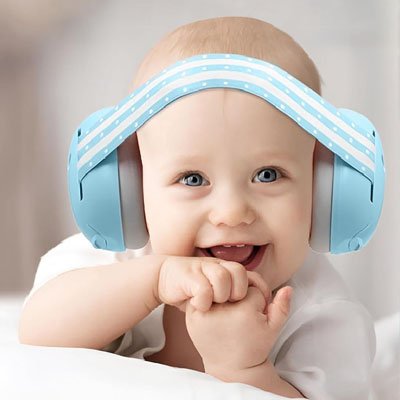 Casque anti bruit bebe bleu clair