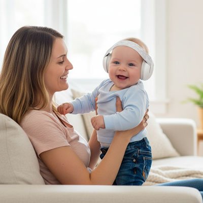 Casque anti bruit pour bébé blanc