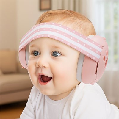 Casque bébé anti bruit rose design