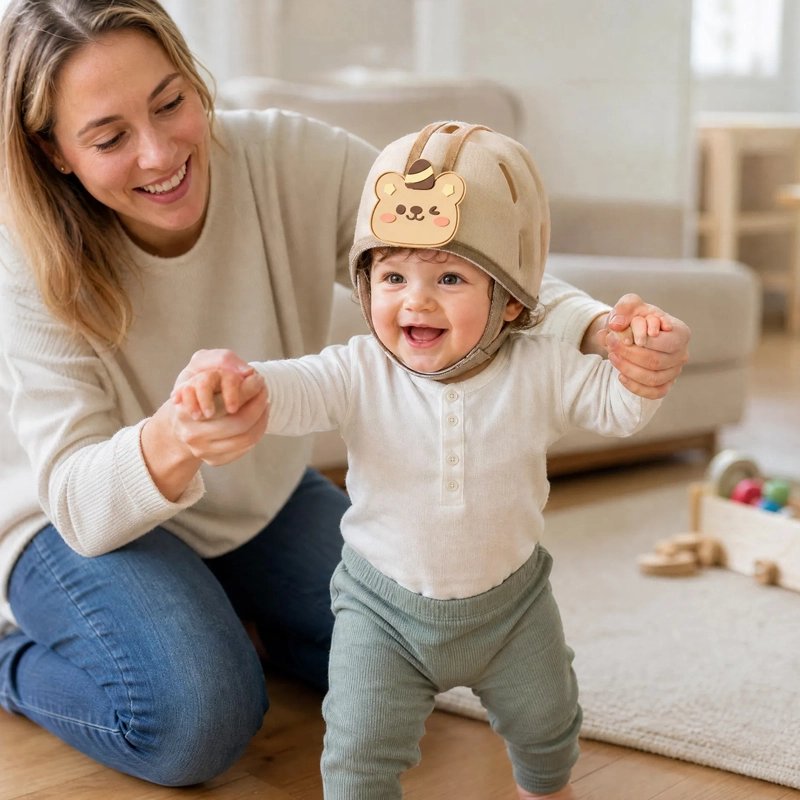 Casque pour bebe kaki
