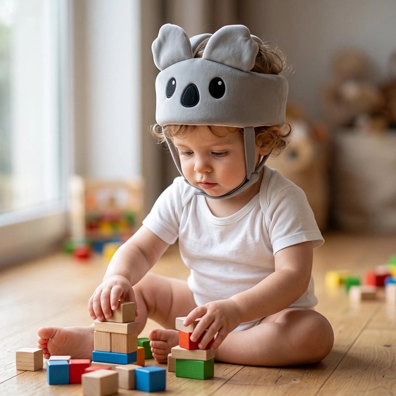 Casque pour bebe koala gris