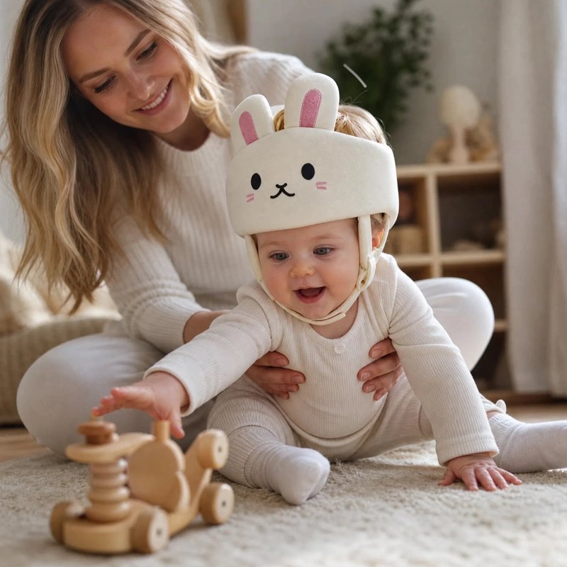 Casque pour bebe lapin blanc