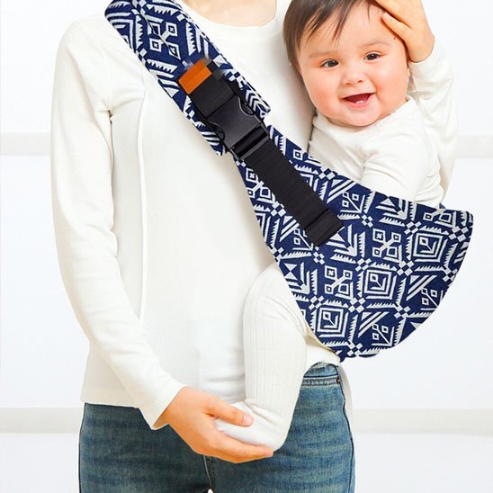 Écharpe de portage bébé bleu motif