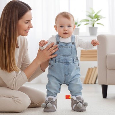 Chausson bébé gris