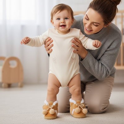 Chausson bébé marron