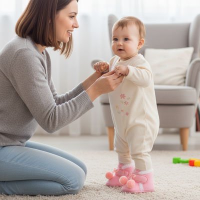 Chausson bébé rose